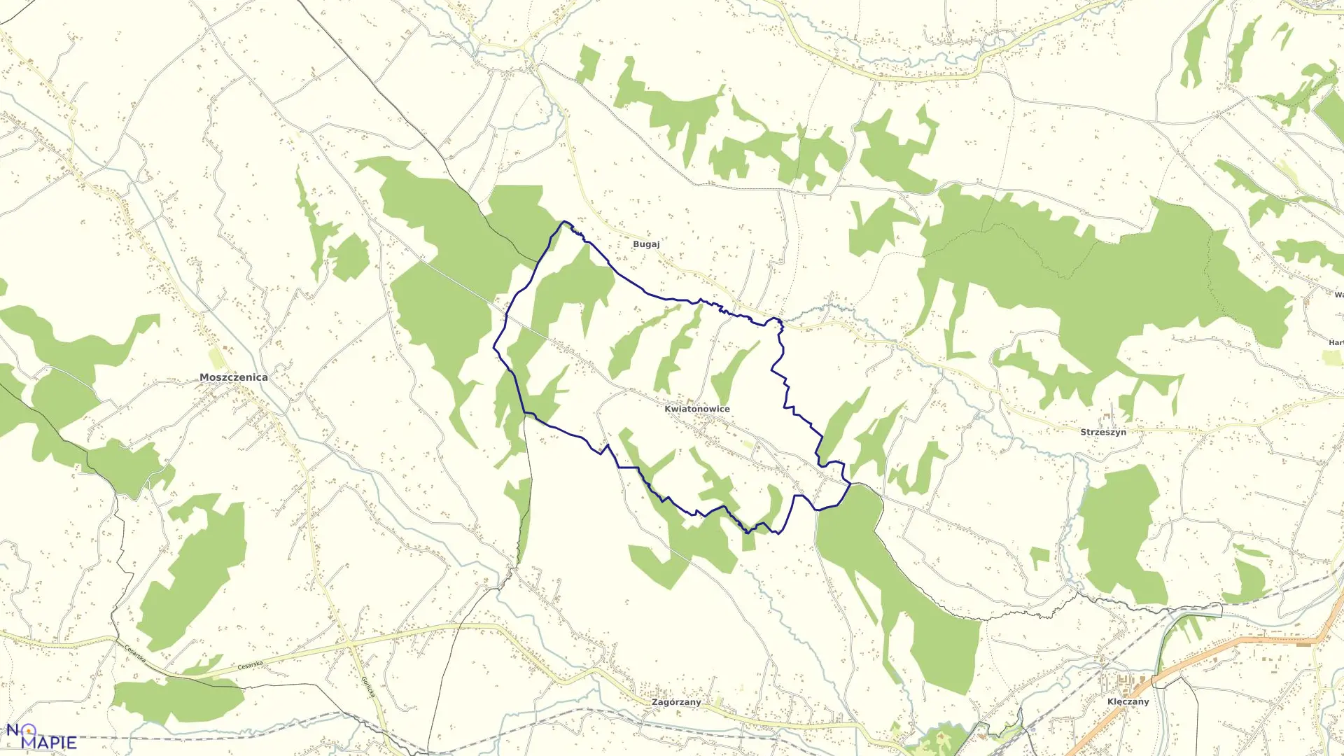 Mapa obrębu Kwiatonowice w gminie Gorlice